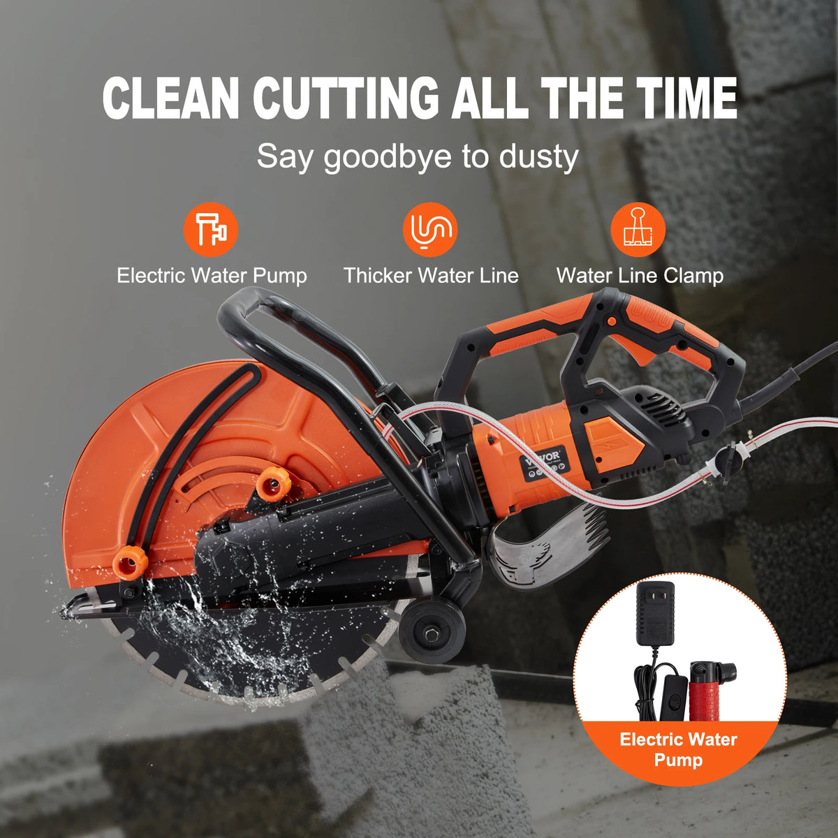 Electric Concrete Circular Saw 3200W Wet Adjustable Depth