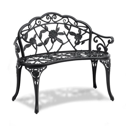 SucceBuy Wood And Metal Outdoor Garden Bench For Home Patio