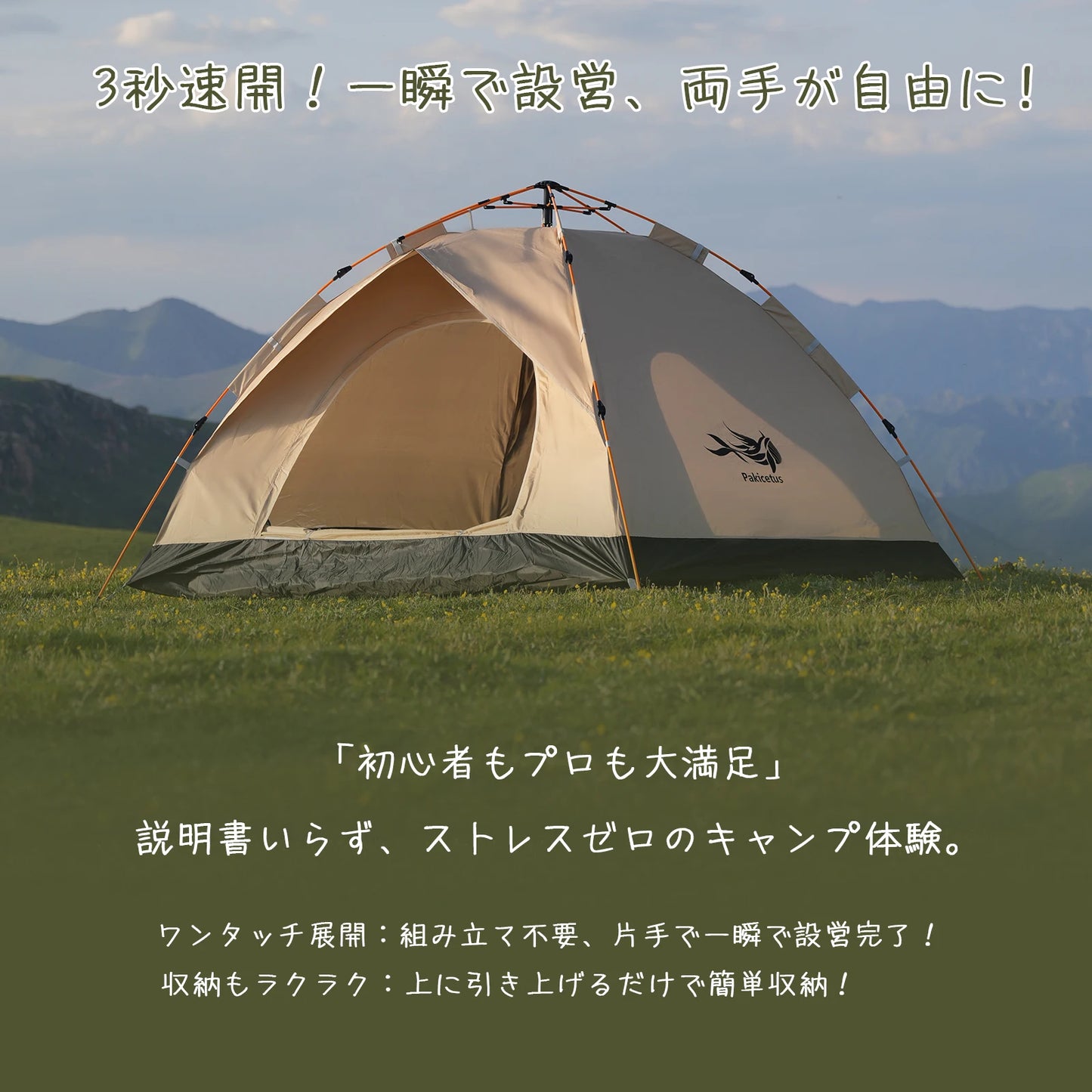 PAKICETUS 2-4 Person Camping Windproof Tents, Easy To Set Up, Lightweight Camping Tent, Carpa, Suitable For Family Travel, Outdoor Camping