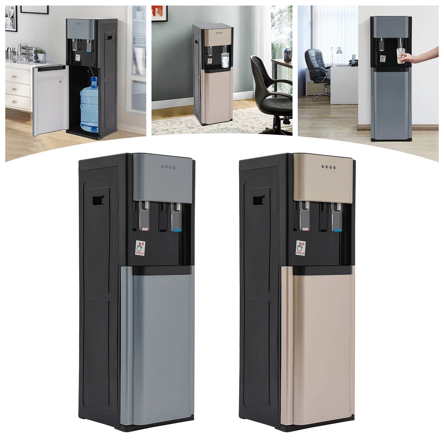 110V Bottom Loading Water Dispenser 304 Stainless Steel Liner Hot Cold Water Cooler Floor Standing Drinking Water Machine
