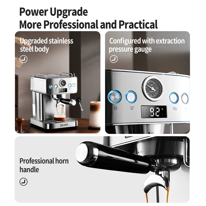 GEION 20 Bar Semi-Automatic Espresso Machine With Pressure Gauge