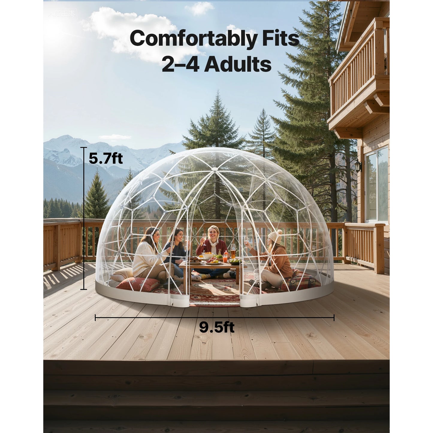 SucceBuy Garden Dome Tent Weatherproof Geodesic Dome Greenhouse with Window PVC Igloo Tents for Backyard Patios Camping Party