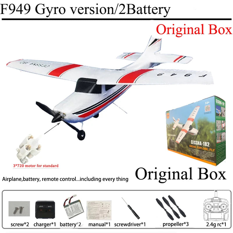 WLtoys F949 2.4G 3D6G 3Ch RC Airplane Fixed Wing Plane Outdoor Toys Drone RTF Upgrade Version Digital Servo F949S With Gyroscope