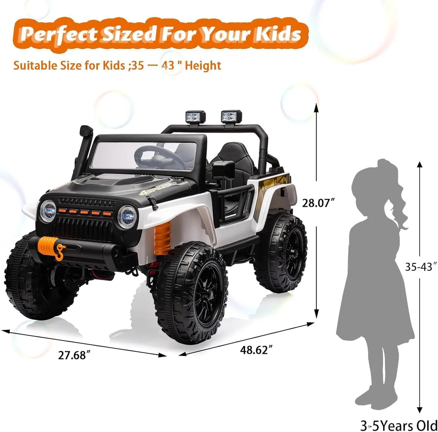 24V 2 Seater Ride On Car for Kids Electric Truck with Remote Control Ride on Truck w/ 4-Wheeler Suspension 4WD Battery Powered