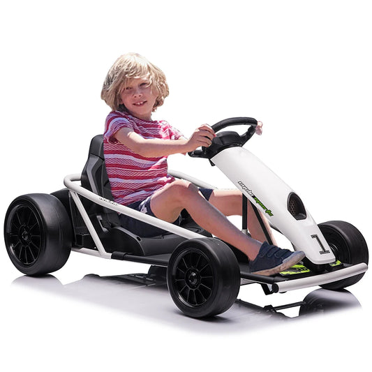 24V Electric Go Kart Drift Car for Kids 8-12, Ride On Racing Toy with Dual 300W Motors/8 MPH High Speed/Music, Outdoor Fun Gift