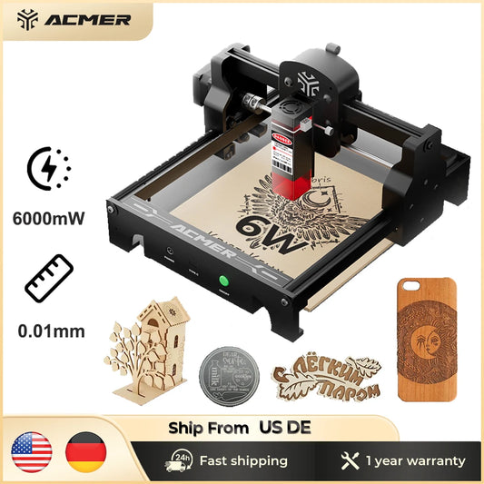 ACMER S1 6W Mini Portable Laser Engraver High Precision CNC Cutting Tools Engraving Machine for DIY Wood Glass Acrylc Beginner
