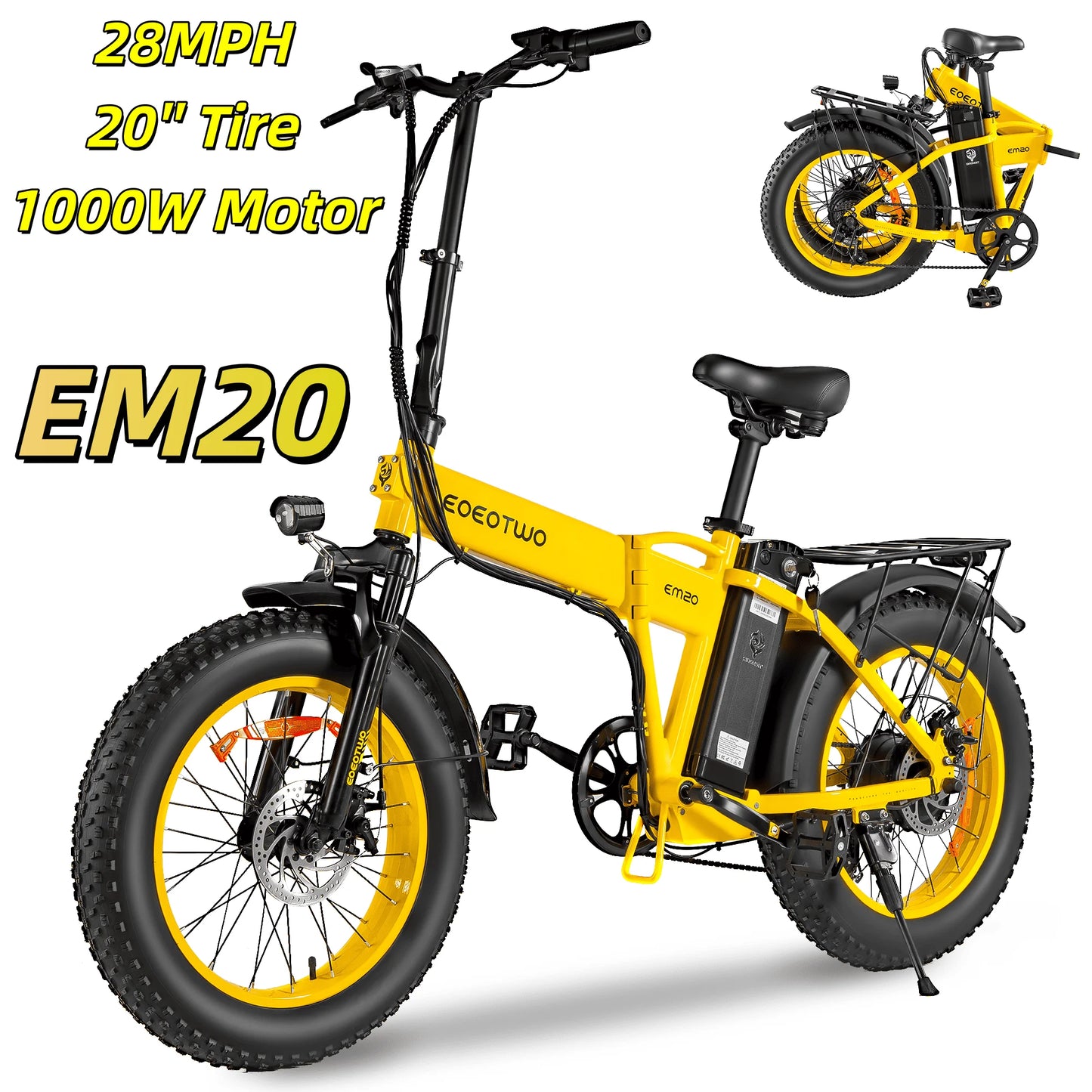 EOEOTWO E01 Heavy Duty Ebike, 400 LBS Capacity, 65Nm High Torque, Front Suspension, Rear Rack, 5 Riding Modes, Phone Holder with Charging