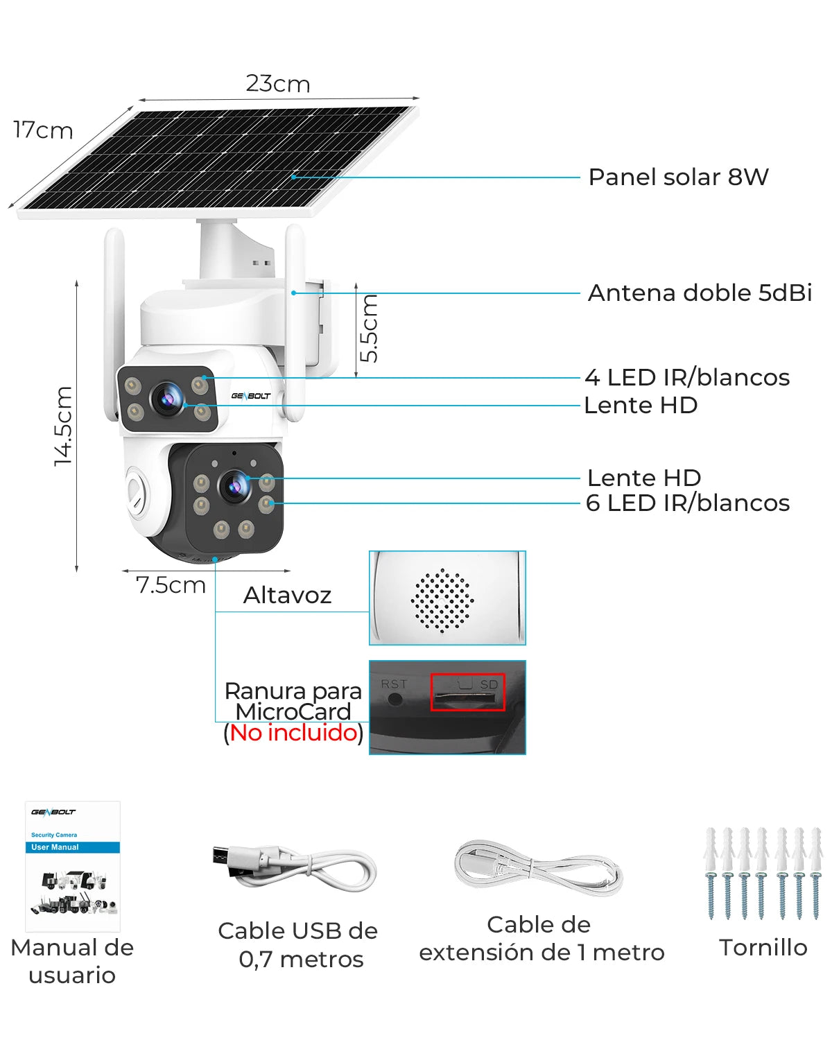 Genbolt Solar Powered Outdoor Security Camera With Night Vision