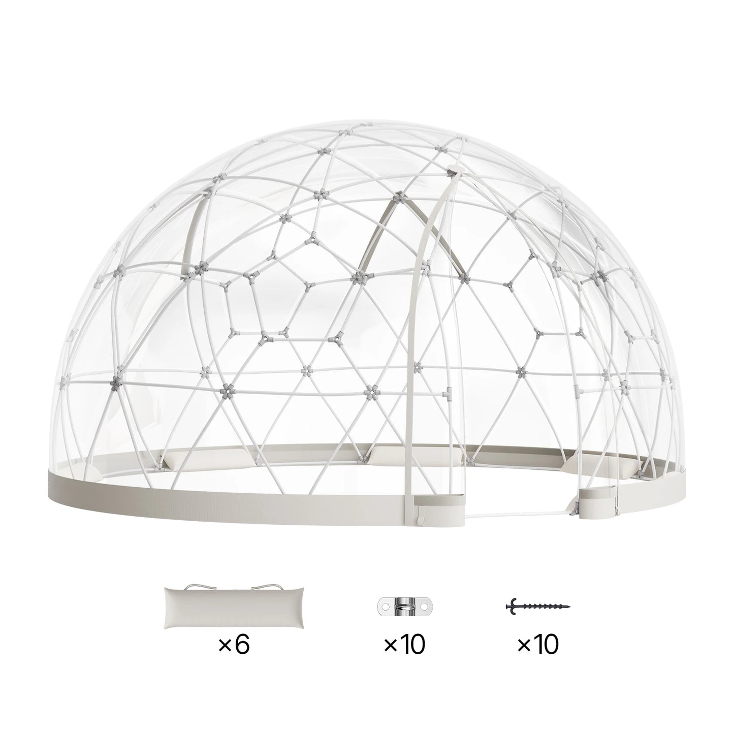 SucceBuy Garden Dome Tent Weatherproof Geodesic Dome Greenhouse with Window PVC Igloo Tents for Backyard Patios Camping Party