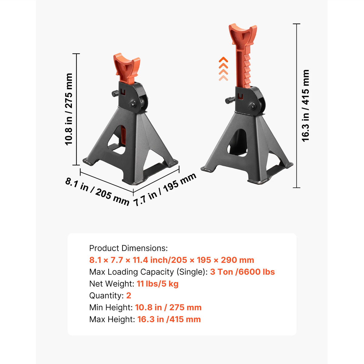 SucceBuy Heavy Duty Steel Jack Stands With Locking Protection