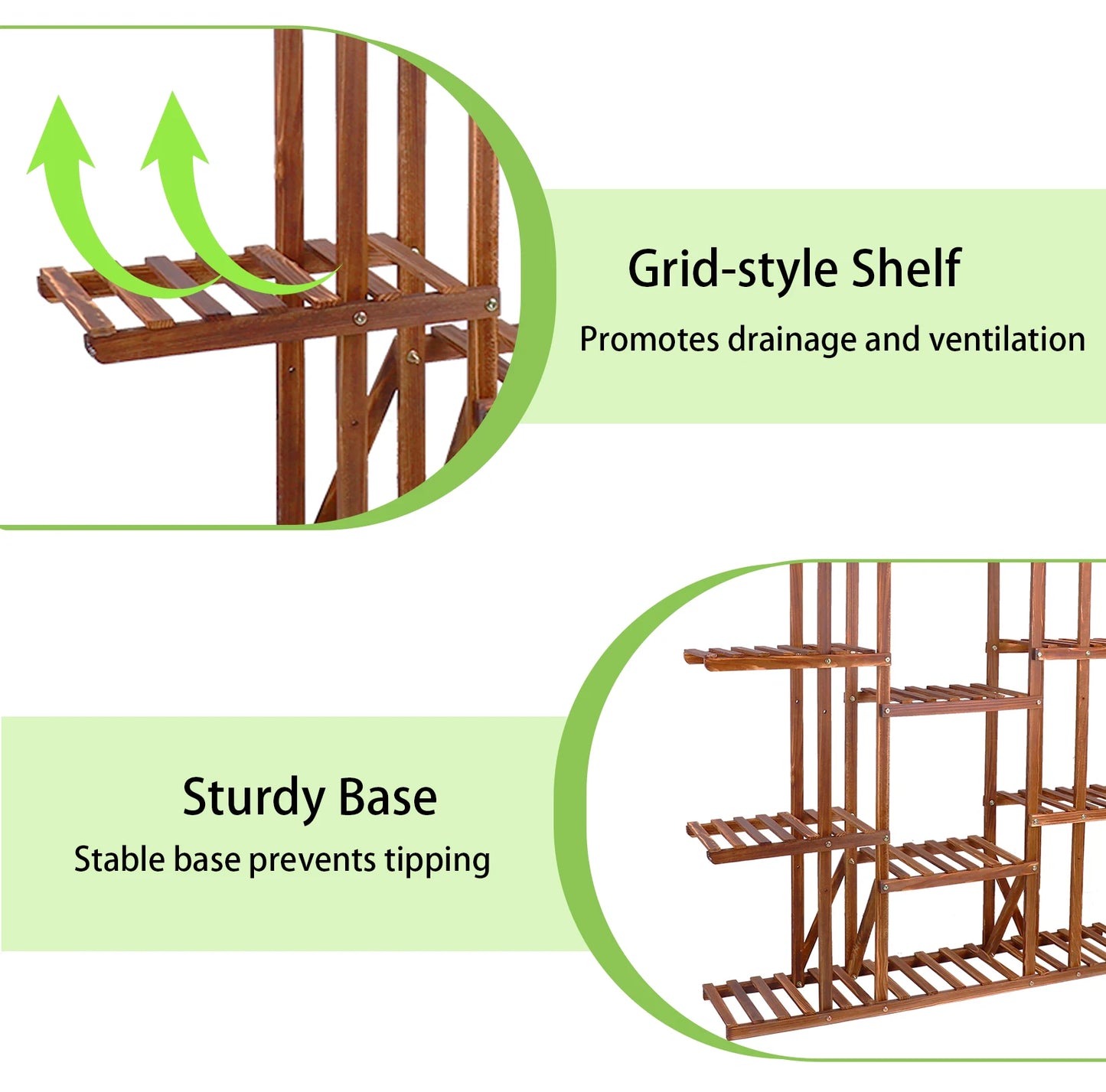 Wooden Plant Shelf Flower Pot Stand Indoor Outdoor Multi-Tier Plant Display Stand