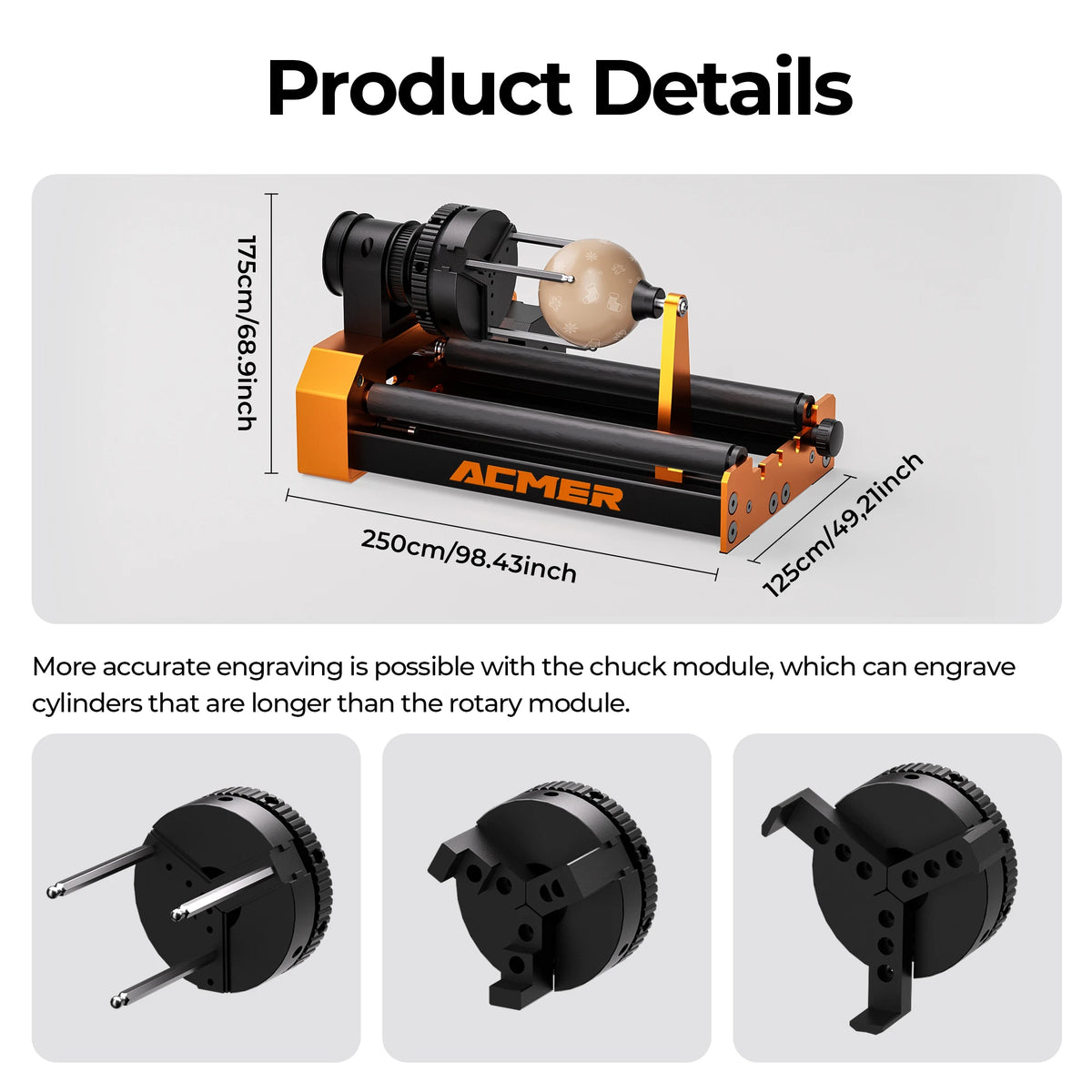 ACMER M4 Laser Rotary Module 4th Axis Rotary For Rotary Axis Clamp Diameter 4-64mm Accessories Curved Surface 3-Jaw for Glass