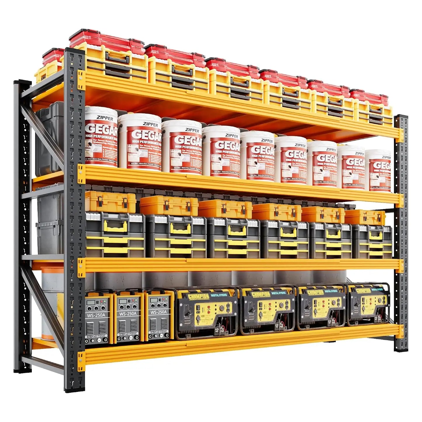 71" Wide Storage Shelves, 5000LBS Garage Shelving Heavy Duty, Standing Shelf Units, 4 Tier Metal Adjustable Storage, Customized