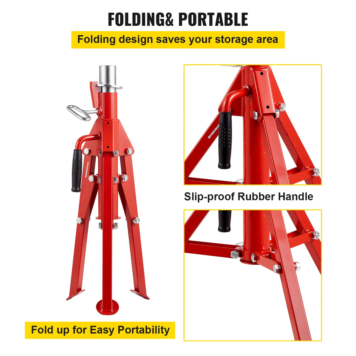 SucceBuy Pipe Holding Stand with Roller Head V-Head Folding Tripod 12 inch Capacity Pipe working Supporting Clamped Tool