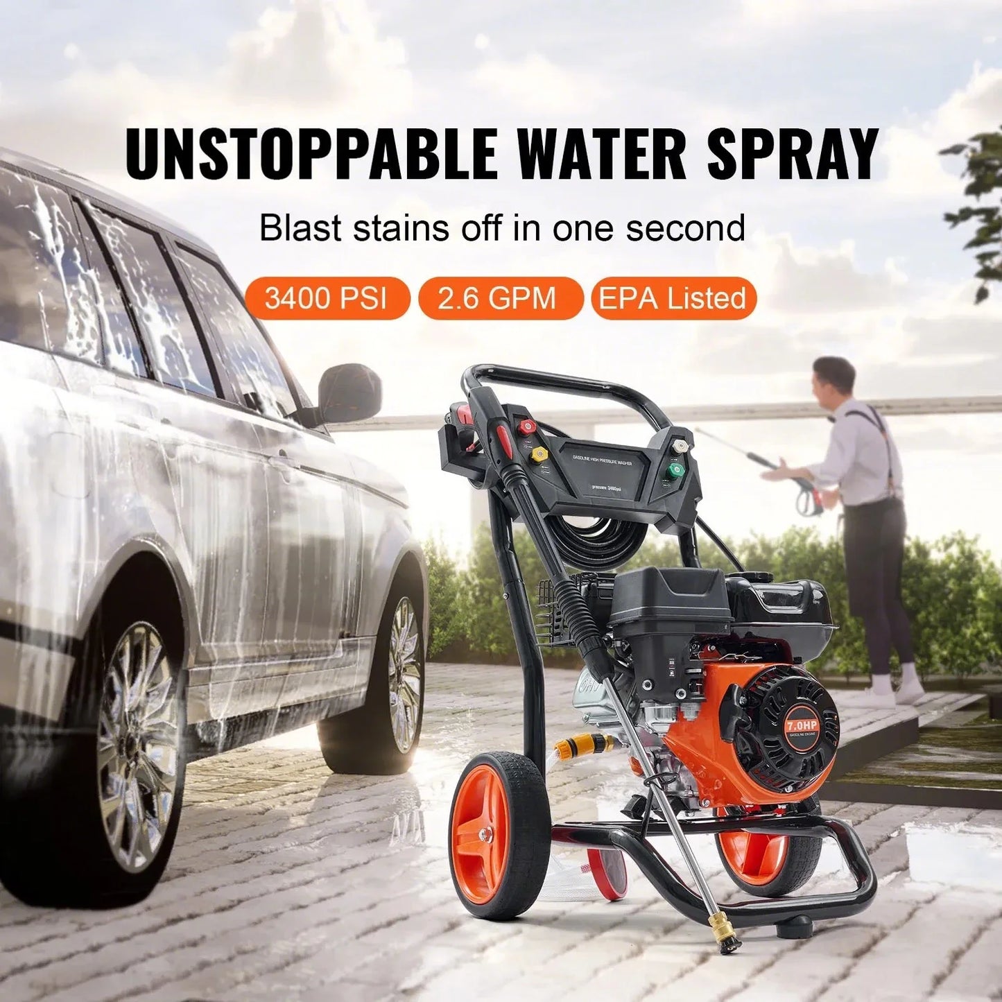 VEVOR Gas Pressure Washer 3400 PSI 2.6 GPM Aluminum Pump