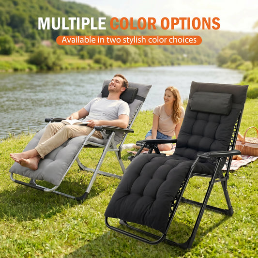 JHK Zero Gravity Reclining Camping Lounge Chair Cup Holder Trays