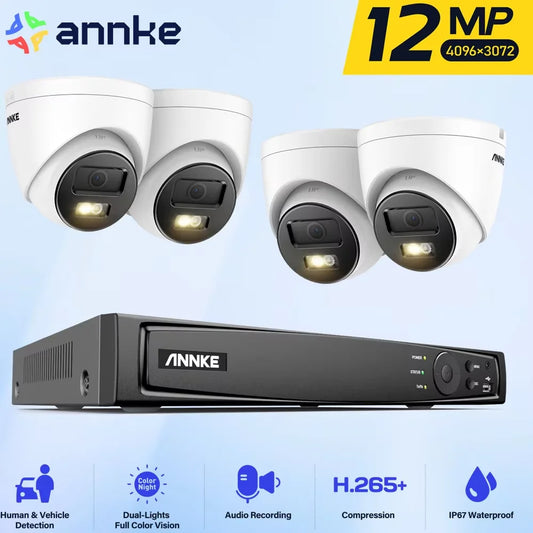 ANNKE 12MP Dual Light POE Surveillance Kit With NVR