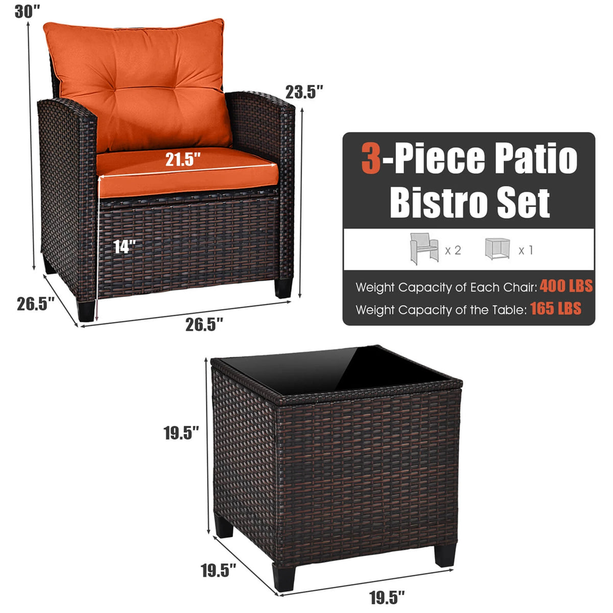 Homasis Cushioned Patio Rattan Conversation Sofa Set