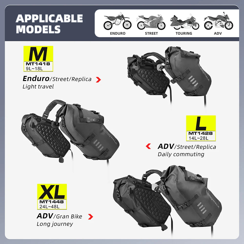 Waterproof Universal Motorcycle Saddle Bags For Outdoor Travel