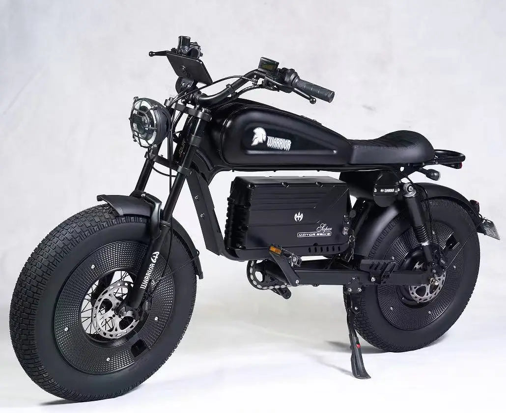 Retro black samurai knight 3000W Motor 60V45AH Long cruise lithium battery E-Bike 20 inch Off-road Fat Tyre Electric motorcycle