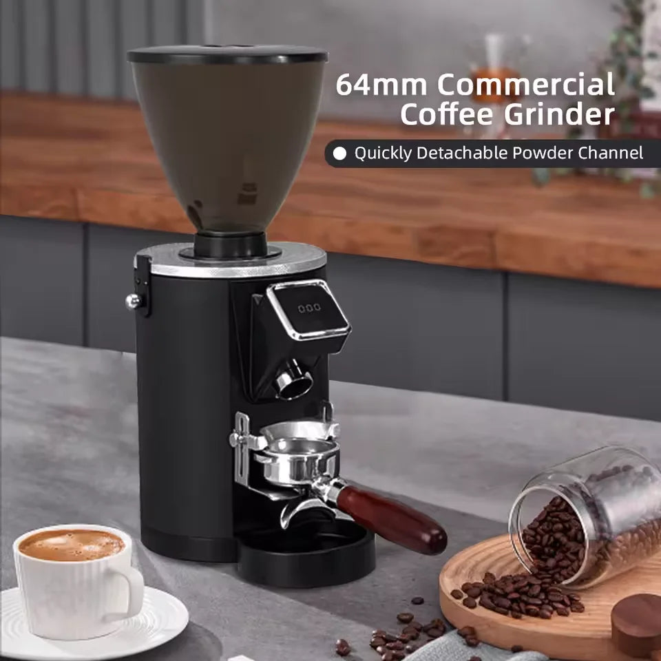 SUBARASI 64mm Commercial Coffee Grinder With Stainless Steel Flat Burr