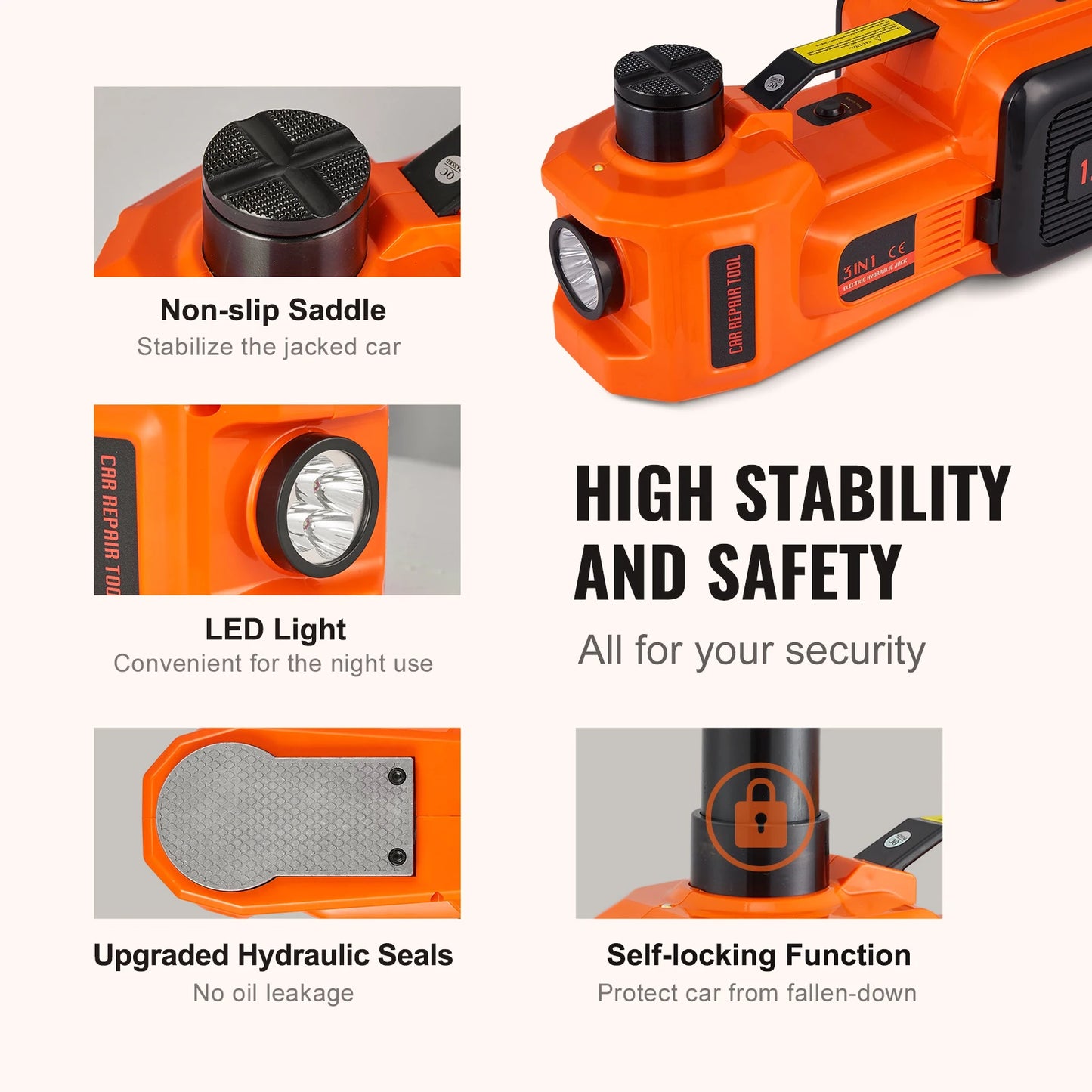 SucceBuy 5T Electric Car Jack 11023LBS Hydraulic Jack Lift Portable Car Jack for SUV MPV Sedan Truck Change Tires Garage Repair