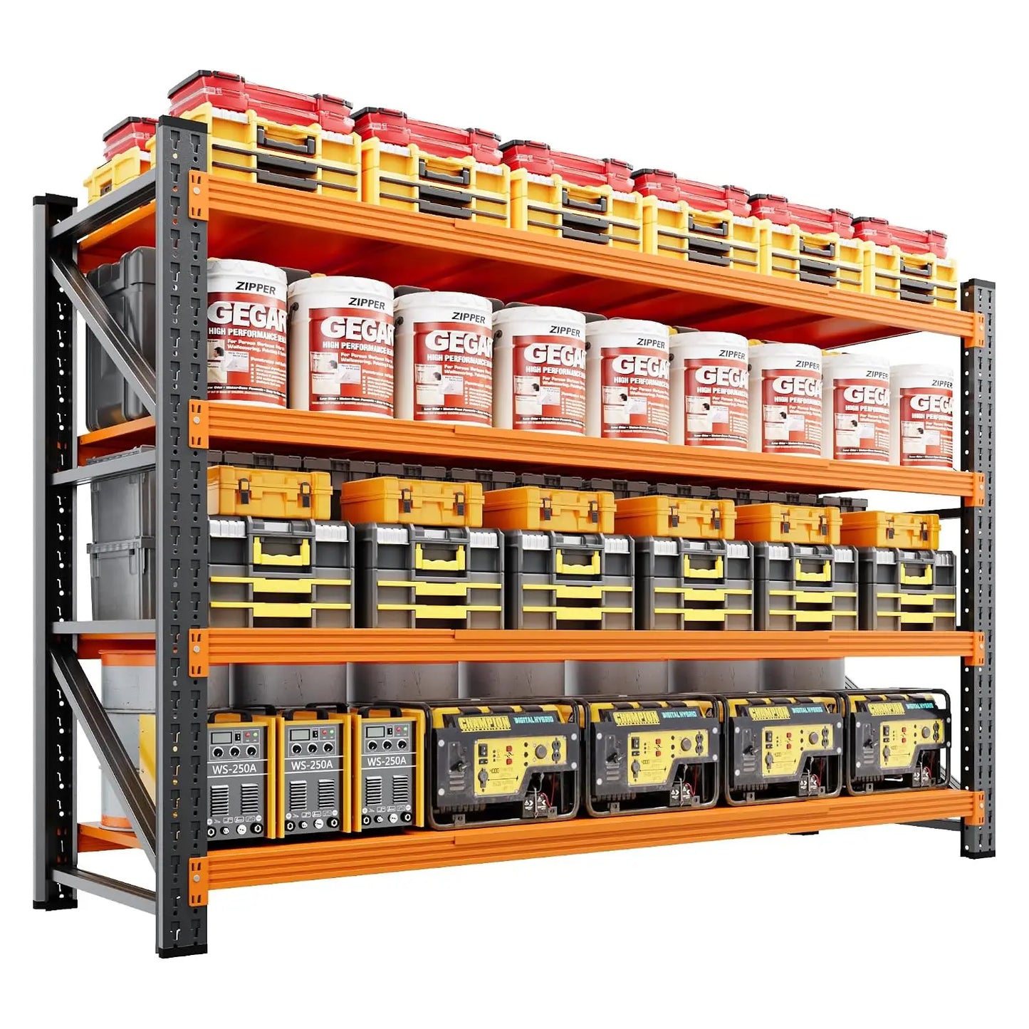 71" Wide Storage Shelves, 5000LBS Garage Shelving Heavy Duty, Standing Shelf Units, 4 Tier Metal Adjustable Storage, Customized