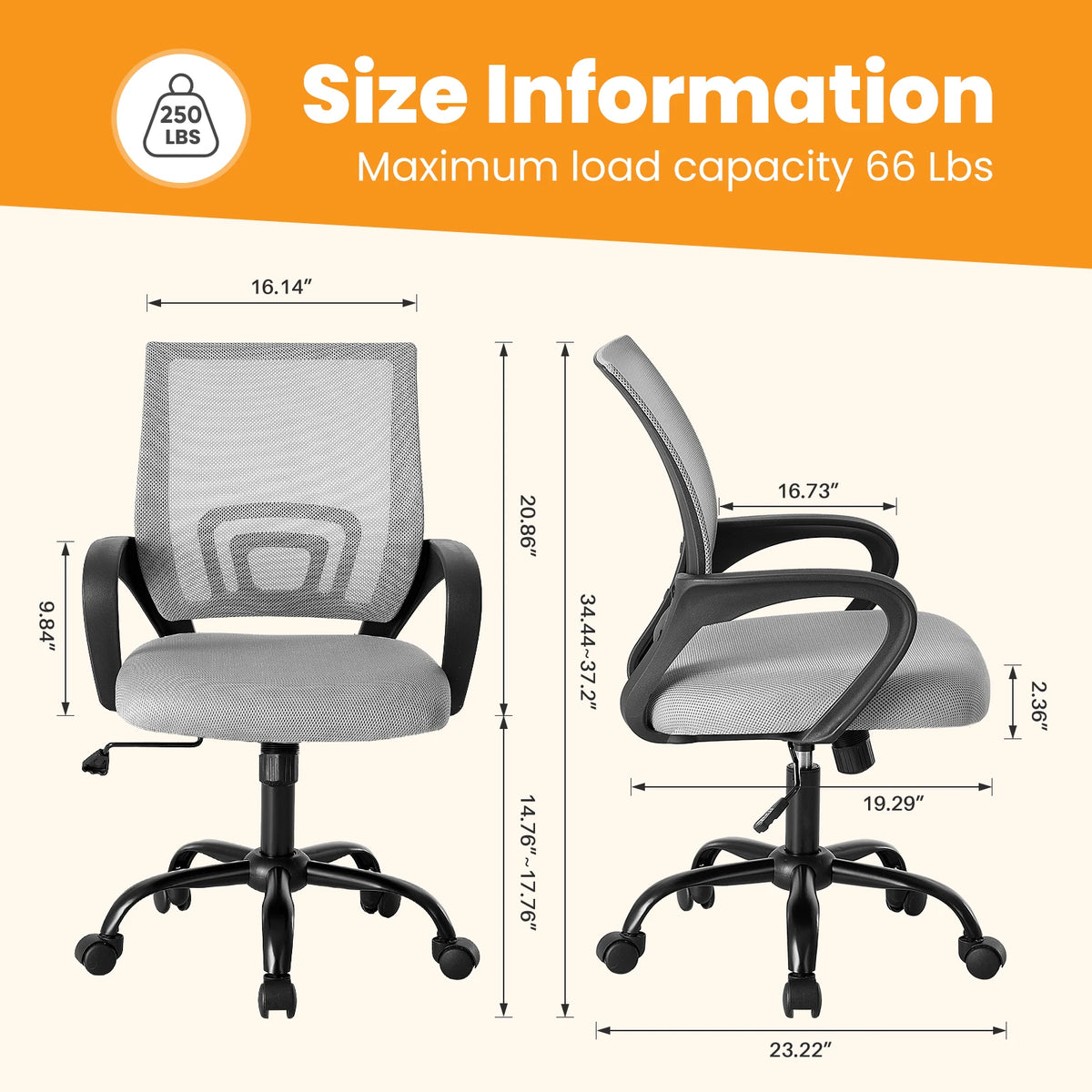 MCQ Ergonomic Office Chair With Adjustable Height And Mesh Backrest