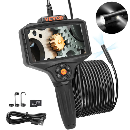 SucceBuy TripleLens Industrial Endoscope 5" IPS Screen Borescope Inspection Camera with Lights SplitScreen 8xZoomIP67 Waterproof