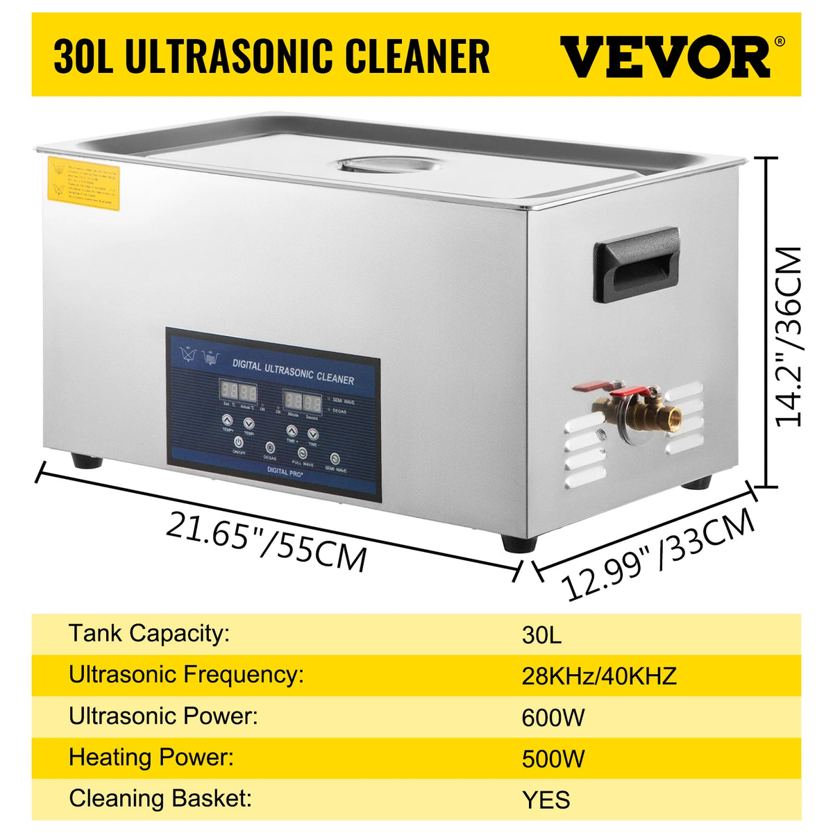 SucceBuy 10L 30L Ultrasonic Cleaner 28/40khz Dual Frequency Digital Portable Washing Machine Ultrasound Cleaner Home Appliance