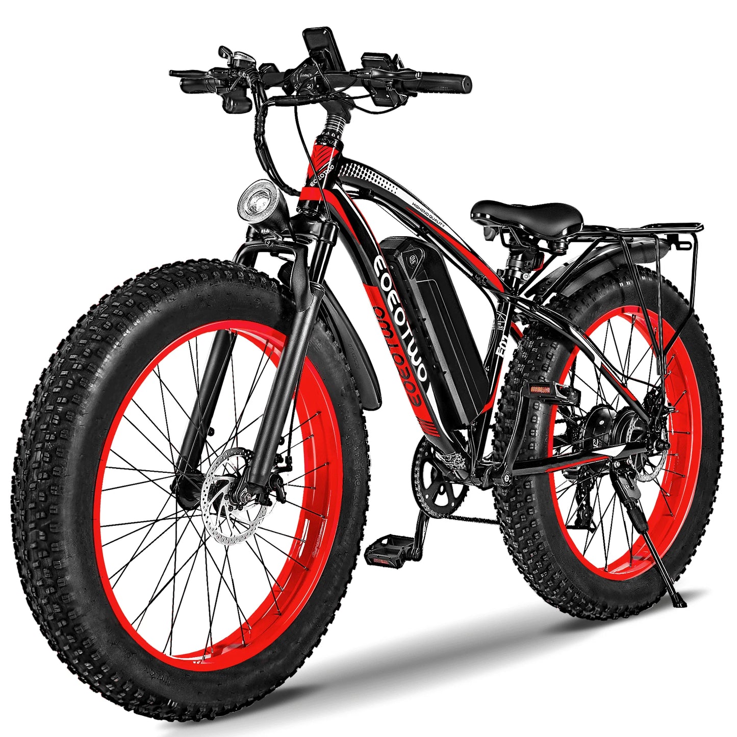 EOEOTWO E01 Heavy Duty Ebike, 400 LBS Capacity, 65Nm High Torque, Front Suspension, Rear Rack, 5 Riding Modes, Phone Holder with Charging