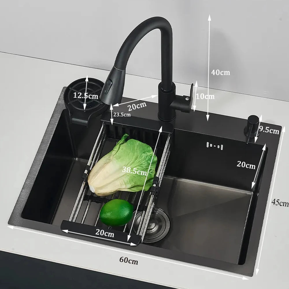 Stainless Steel Undermount Kitchen Sink With Integrated Faucet