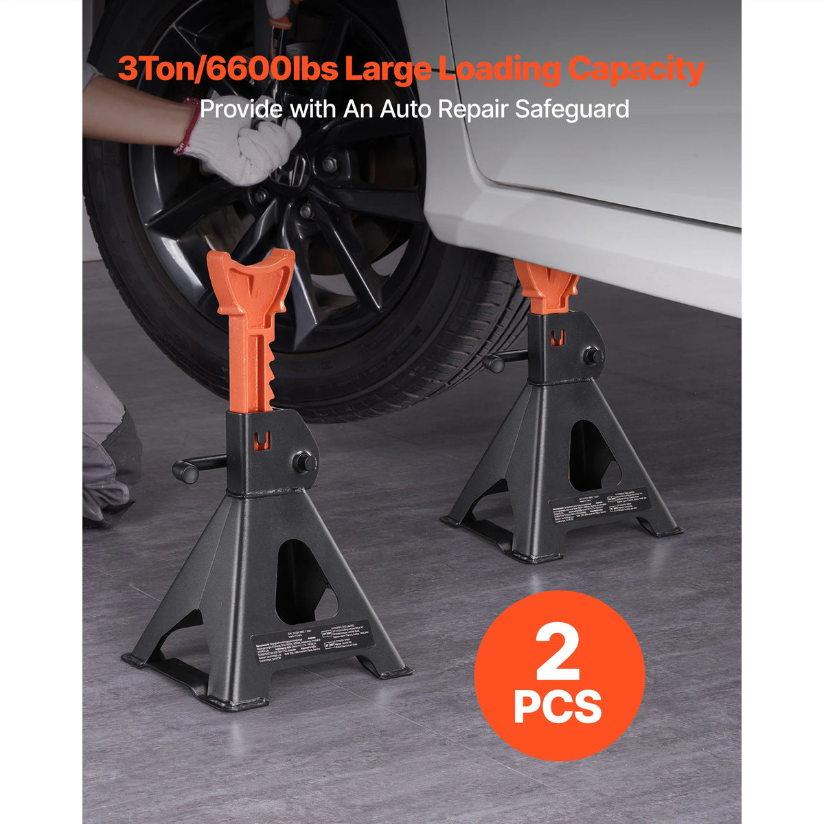 SucceBuy Heavy Duty Steel Jack Stands With Locking Protection