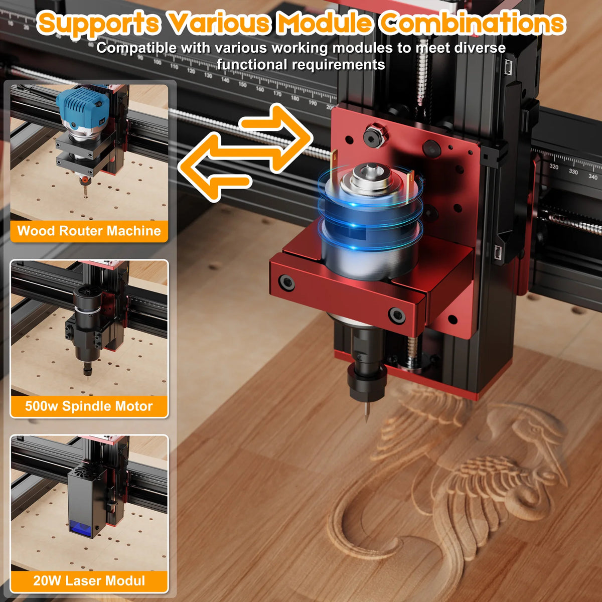 TWOTREES TTC450 Pro CNC Machine 4Axis Metal Cutting Machine For CNC Router Machine And Laser Engraving Cutting Wood GRBL Control