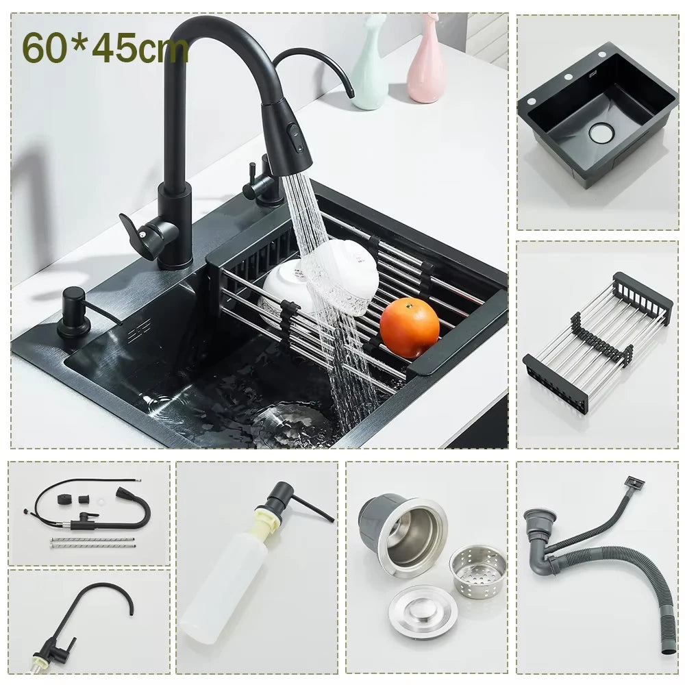 Stainless Steel Undermount Kitchen Sink With Integrated Faucet