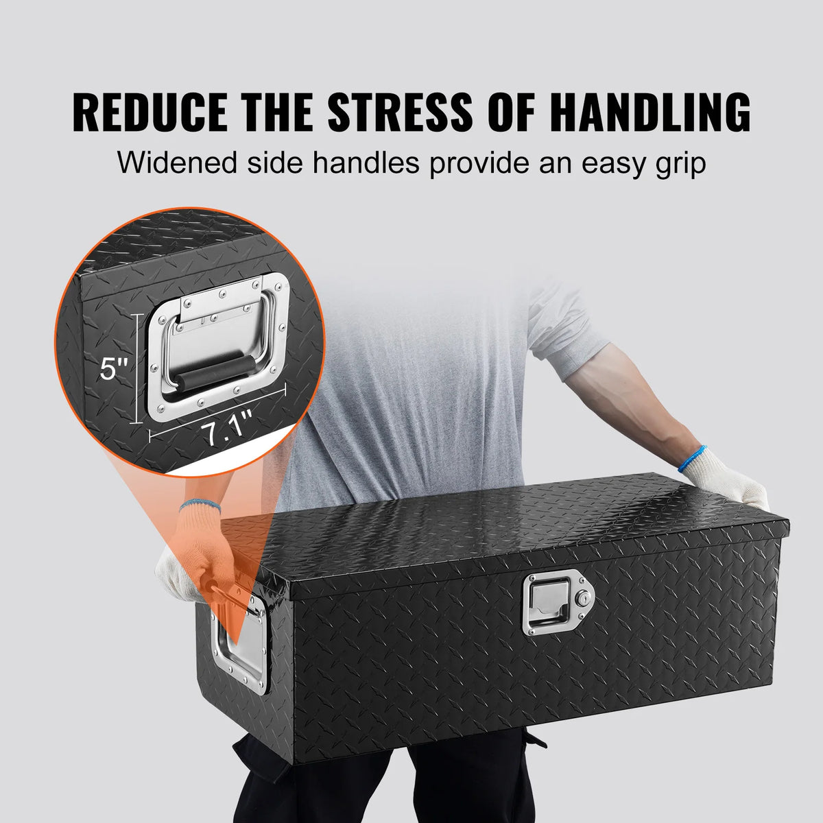 SucceBuy Heavy Duty Aluminum Truck Bed Tool Box, Diamond Plate Tool Box with Side Handle and Lock Keys for Pickup, Truck Bed, RV
