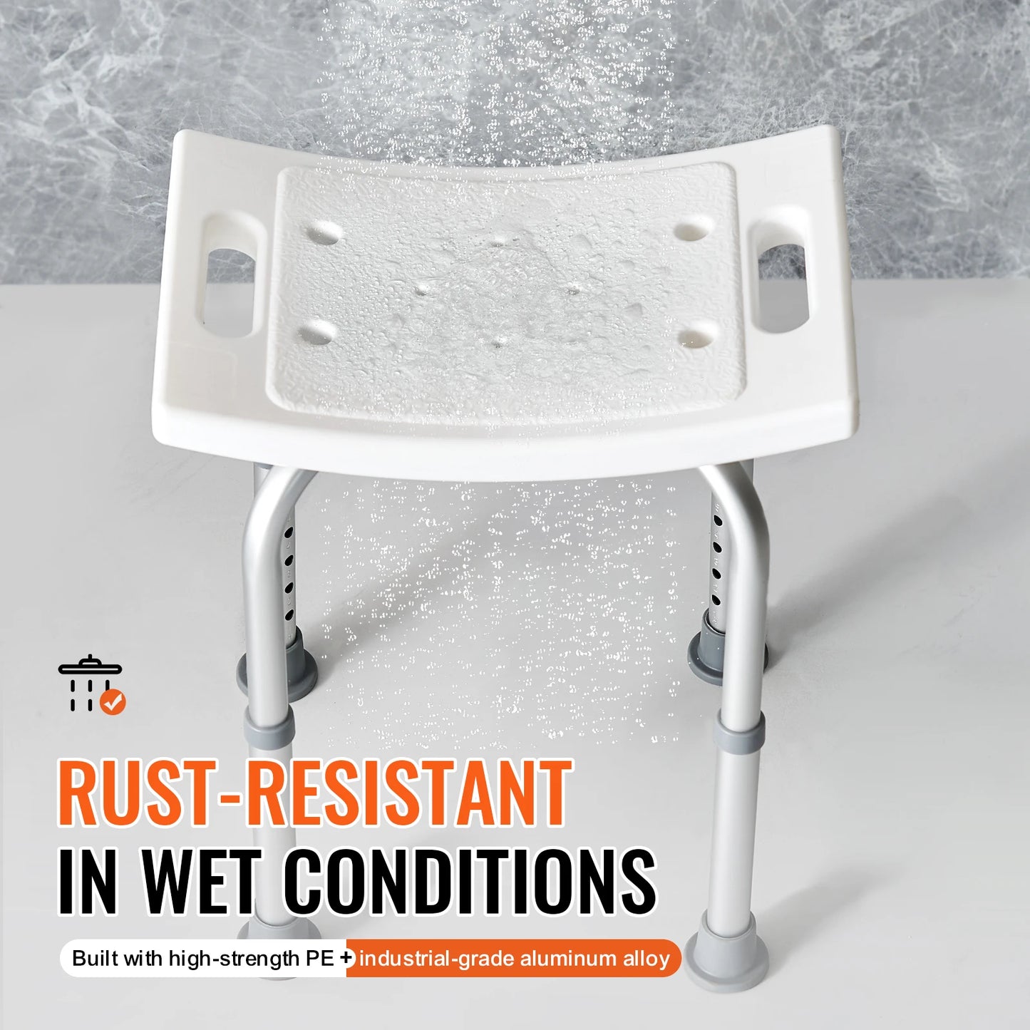 SucceBuy Adjustable Shower Chair With Built In Handles