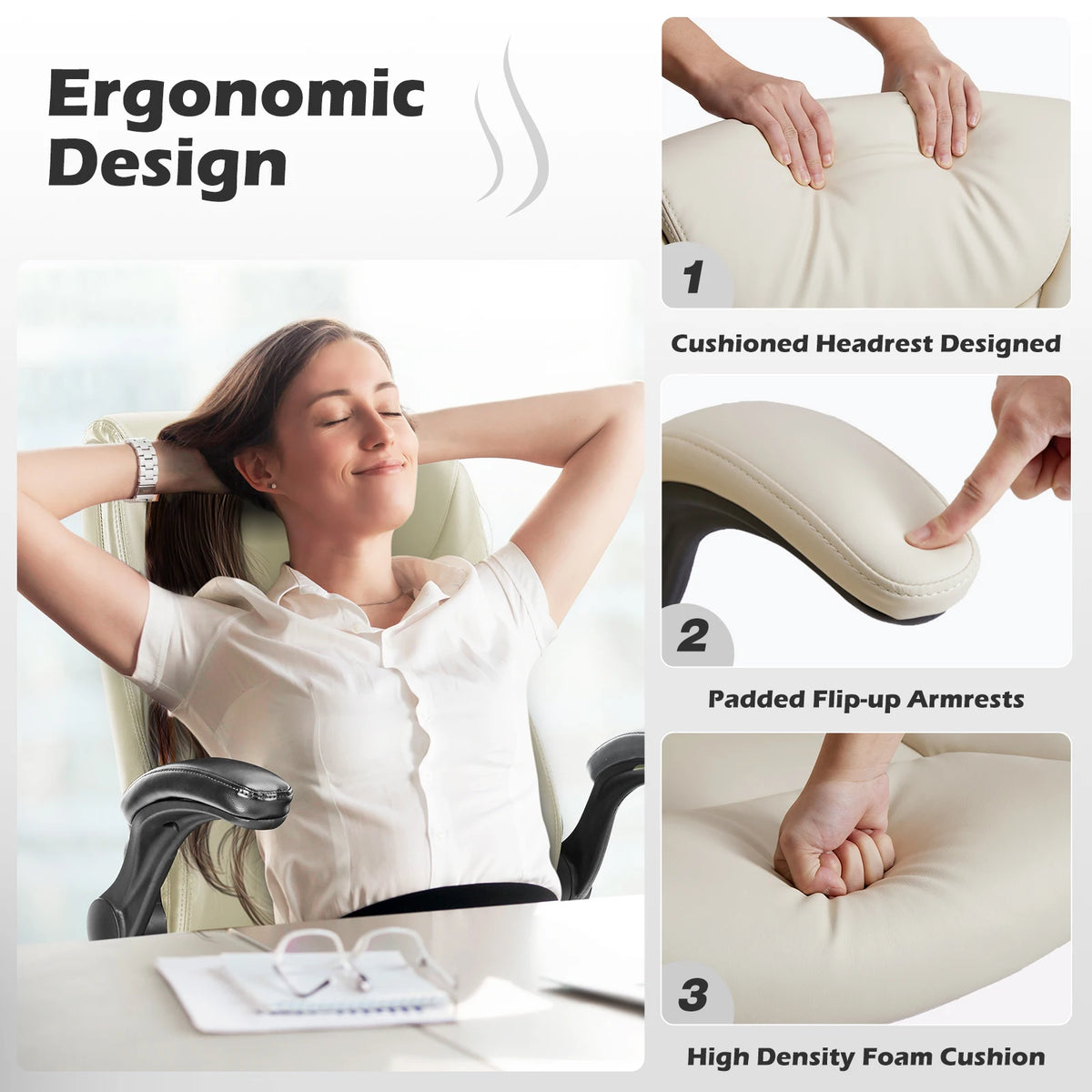JHK Ergonomic Heavy Duty Office Chair With Flip Up Arms