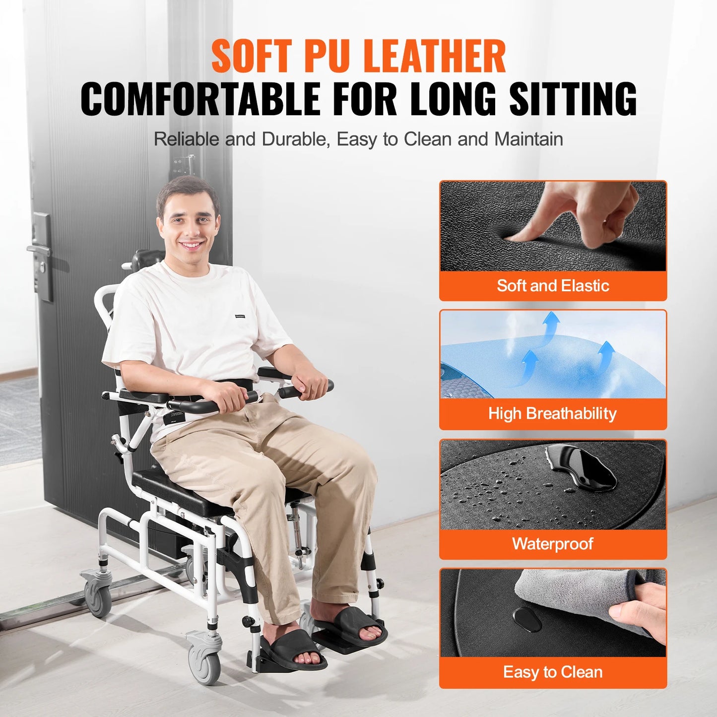 SucceBuy Shower Wheelchair Aluminum Alloy For Shower Use 300lb Capacity