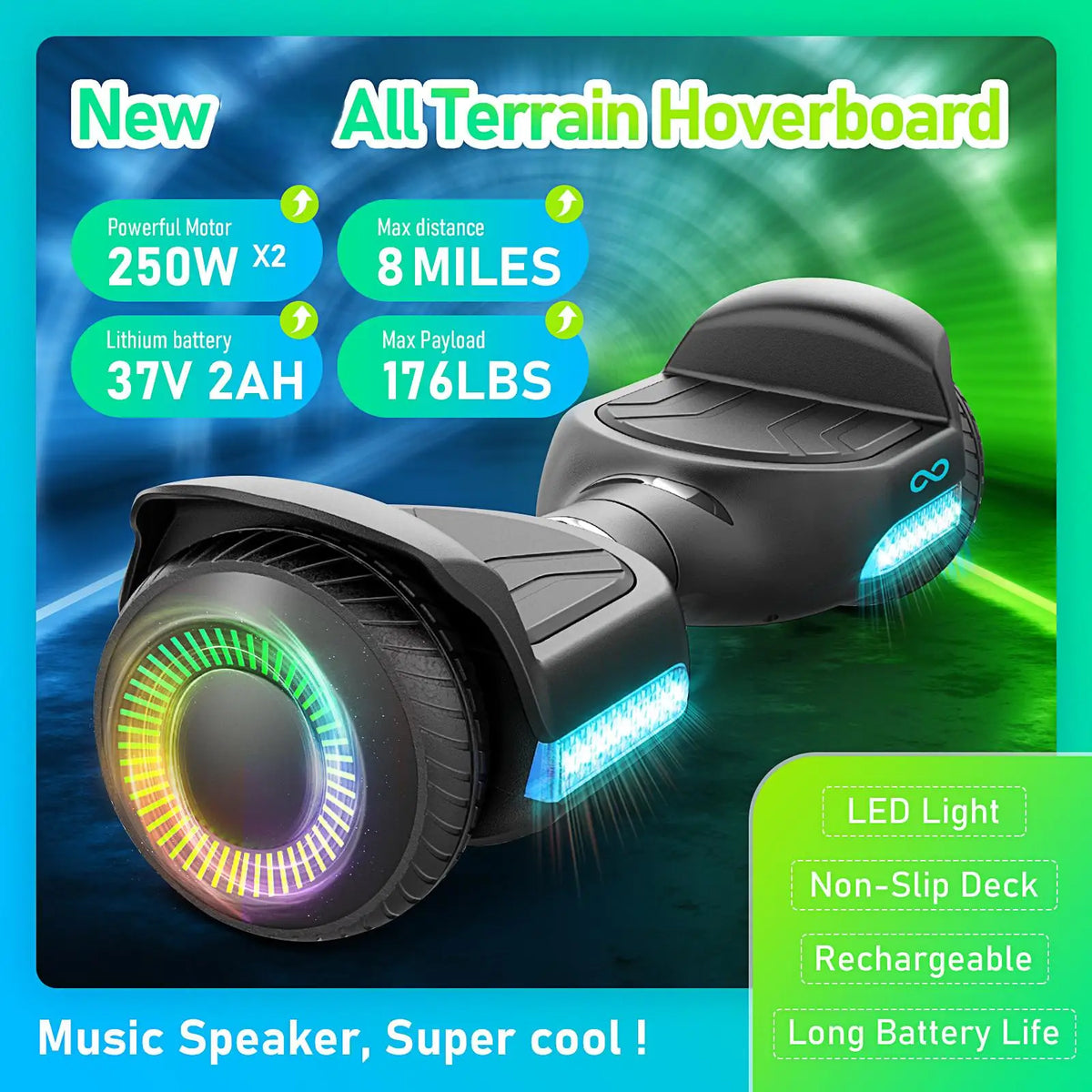 Gyroor Kids All Terrain Self Balancing Hoverboard With LED Bluetooth