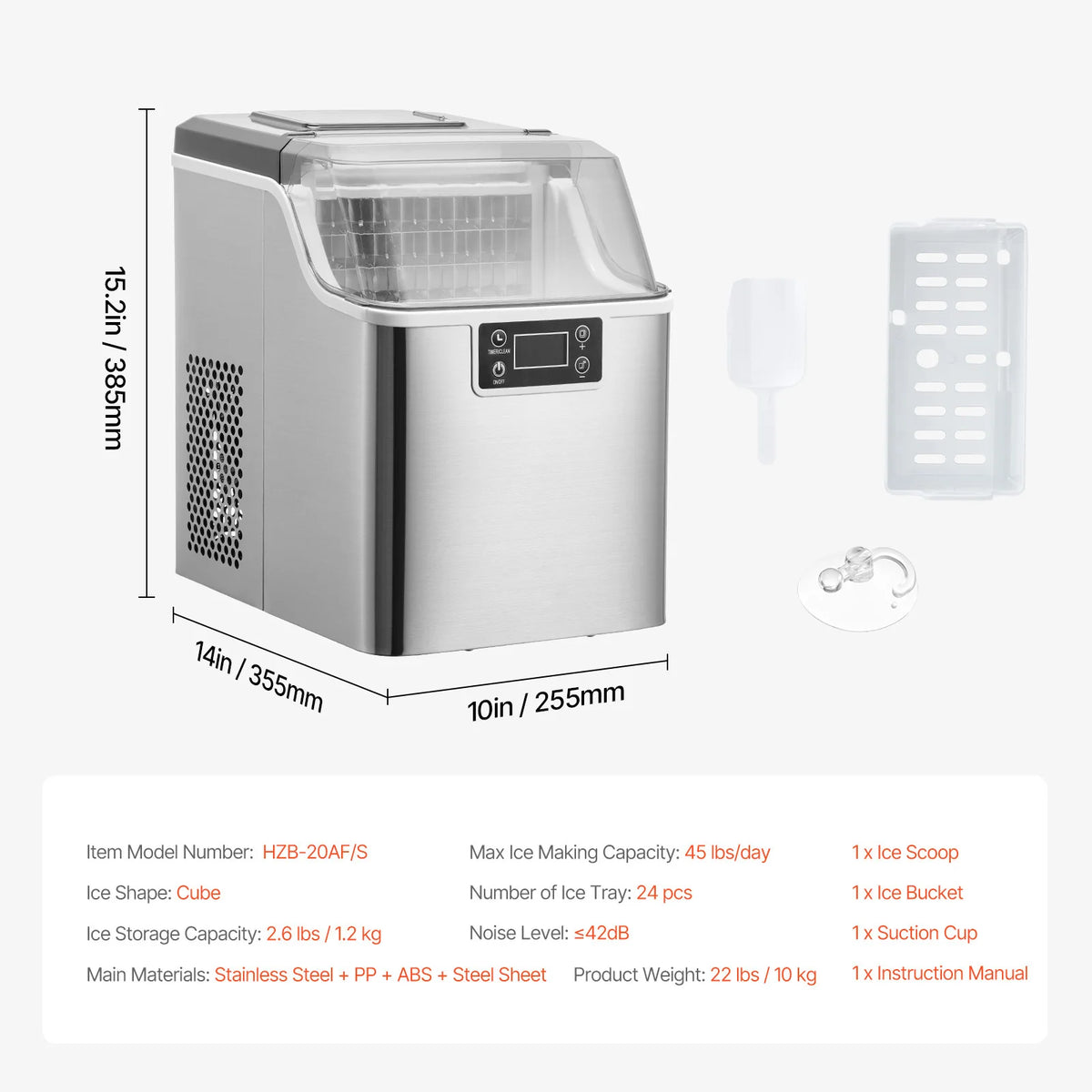 SucceBuy Countertop Ice Maker 24/32 Cubes Ready in 15 Mins 45/46 lbs in 24Hrs Self-Cleaning Portable Ice Maker for Home Office