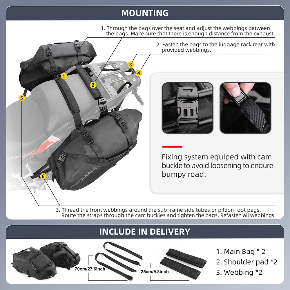 Waterproof Universal Motorcycle Saddle Bags For Outdoor Travel